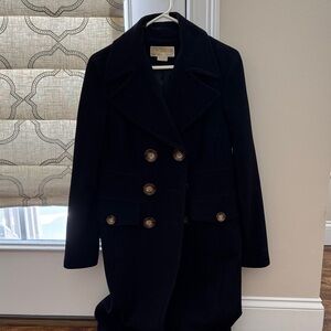 Michael Kors Black Double-Breasted Pea Coat